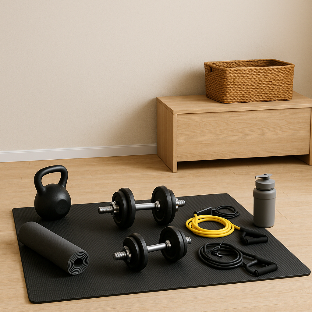 Home gym setup on a budget in a small apartment
