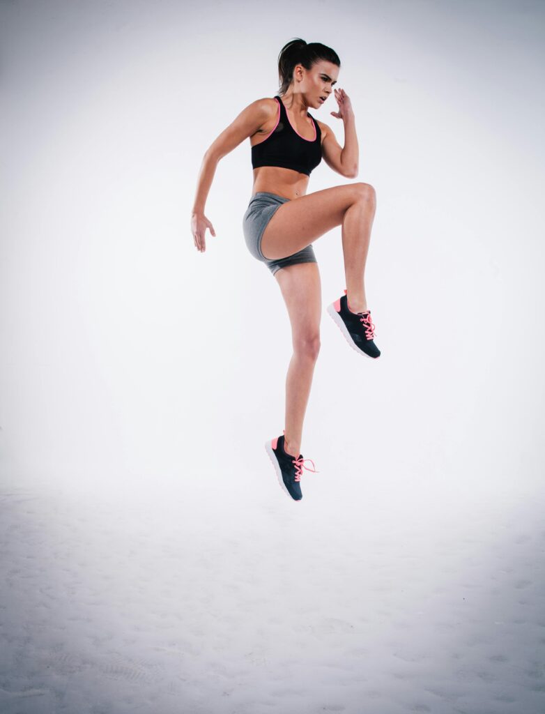 Black sports bra and shorts during a training session