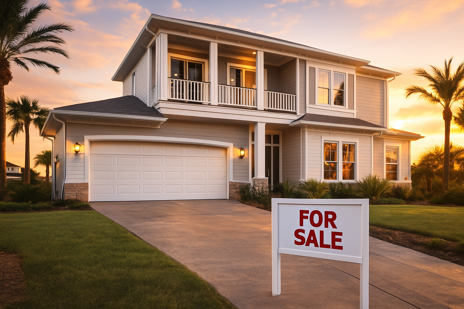 Brevard County coastal home exterior at sunset