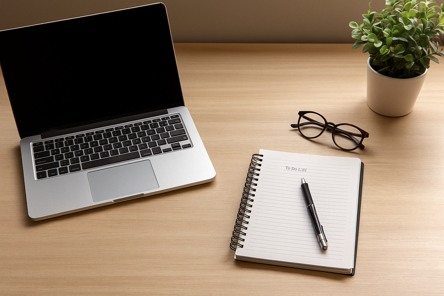 Minimalist desk setup with Amazon accessories