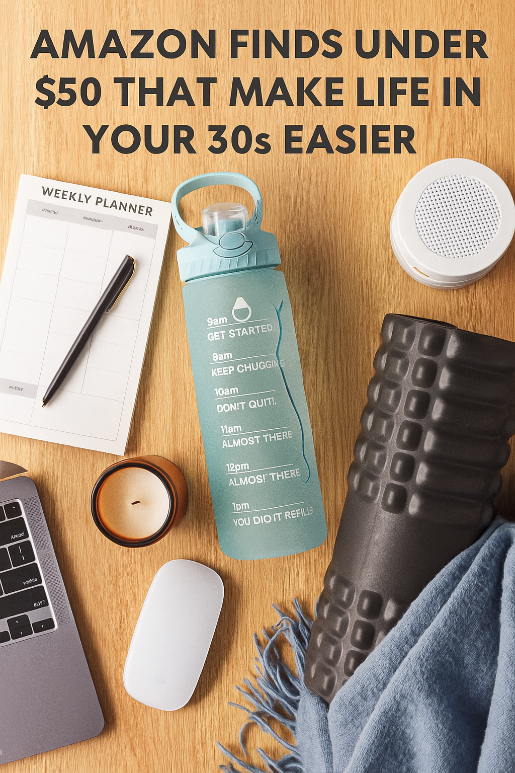 Amazon finds under $50 neatly arranged on desk