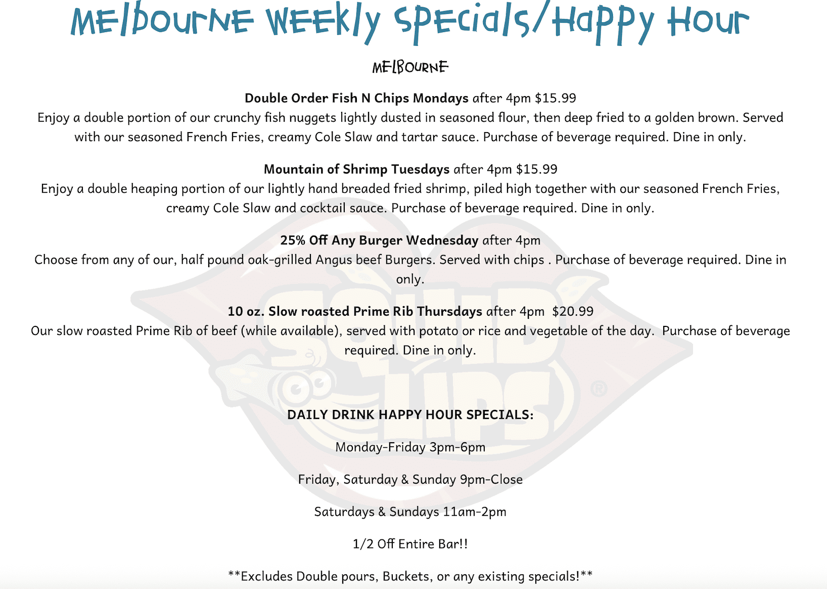 Melbourne squid lips happy hour