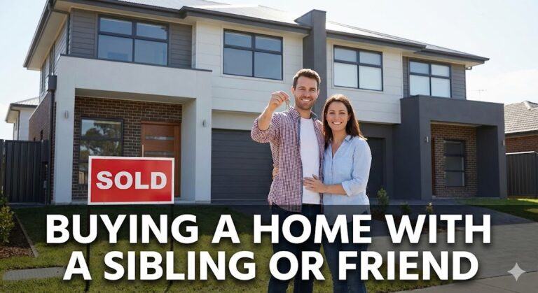 Couple celebrating home purchase outdoors.