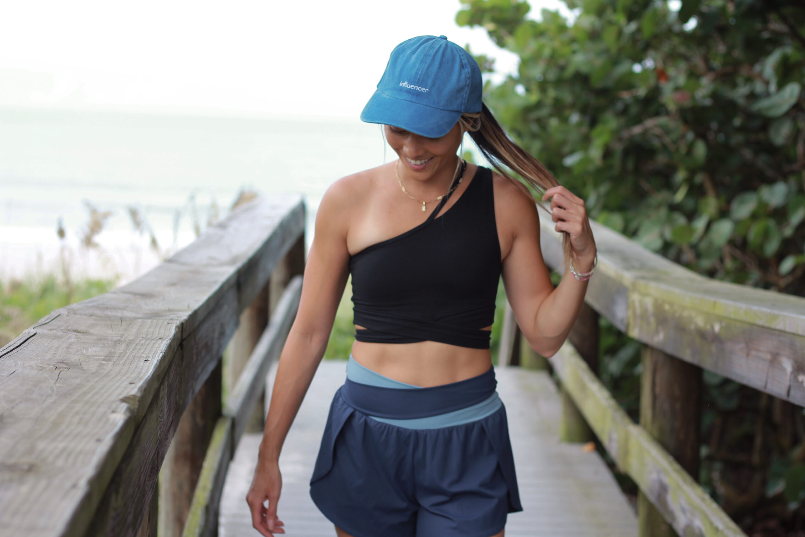 Lizzie in a casual boardwalk outfit on the Space Coast