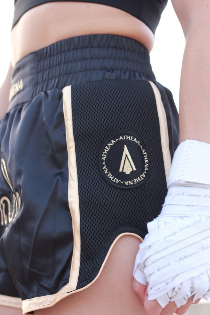 Muay Thai shorts detail, ready to train