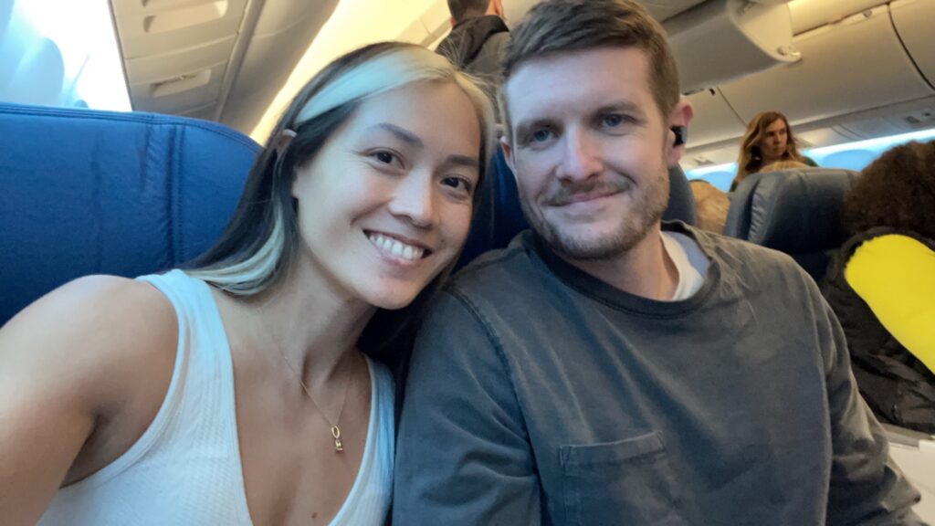 Brandon and me on a flight together